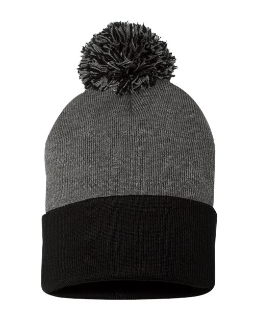 Gorro con pompón de 12" y puño vuelto