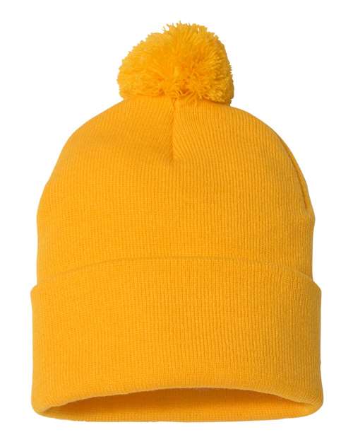 Gorro con pompón de 12" y puño vuelto