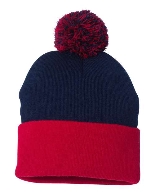 Gorro con pompón de 12" y puño vuelto
