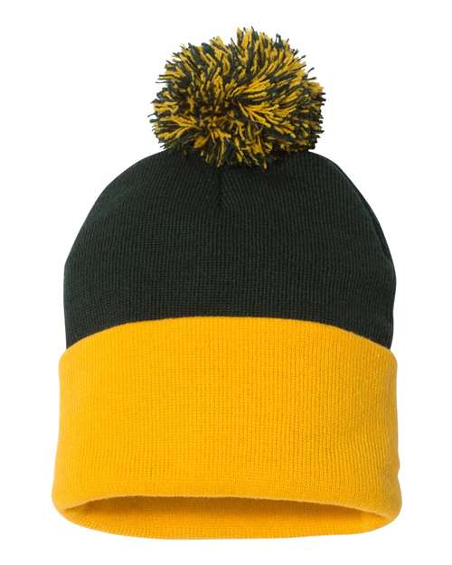 Gorro con pompón de 12" y puño vuelto