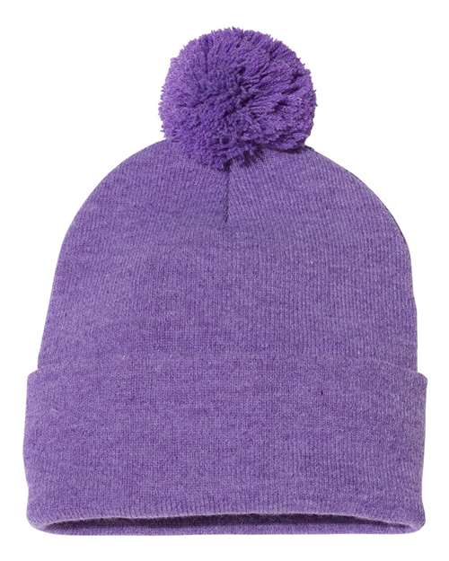 Gorro con pompón de 12" y puño vuelto