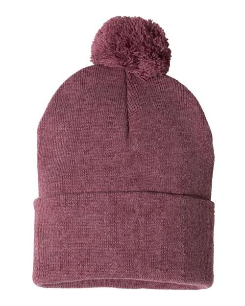 Gorro con pompón de 12" y puño vuelto