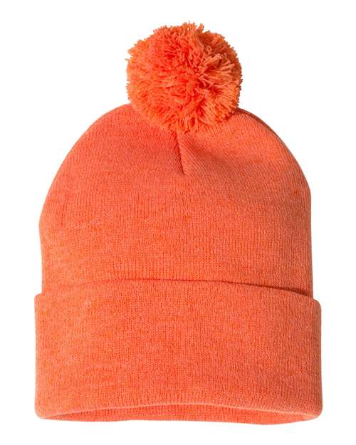 Gorro con pompón de 12" y puño vuelto
